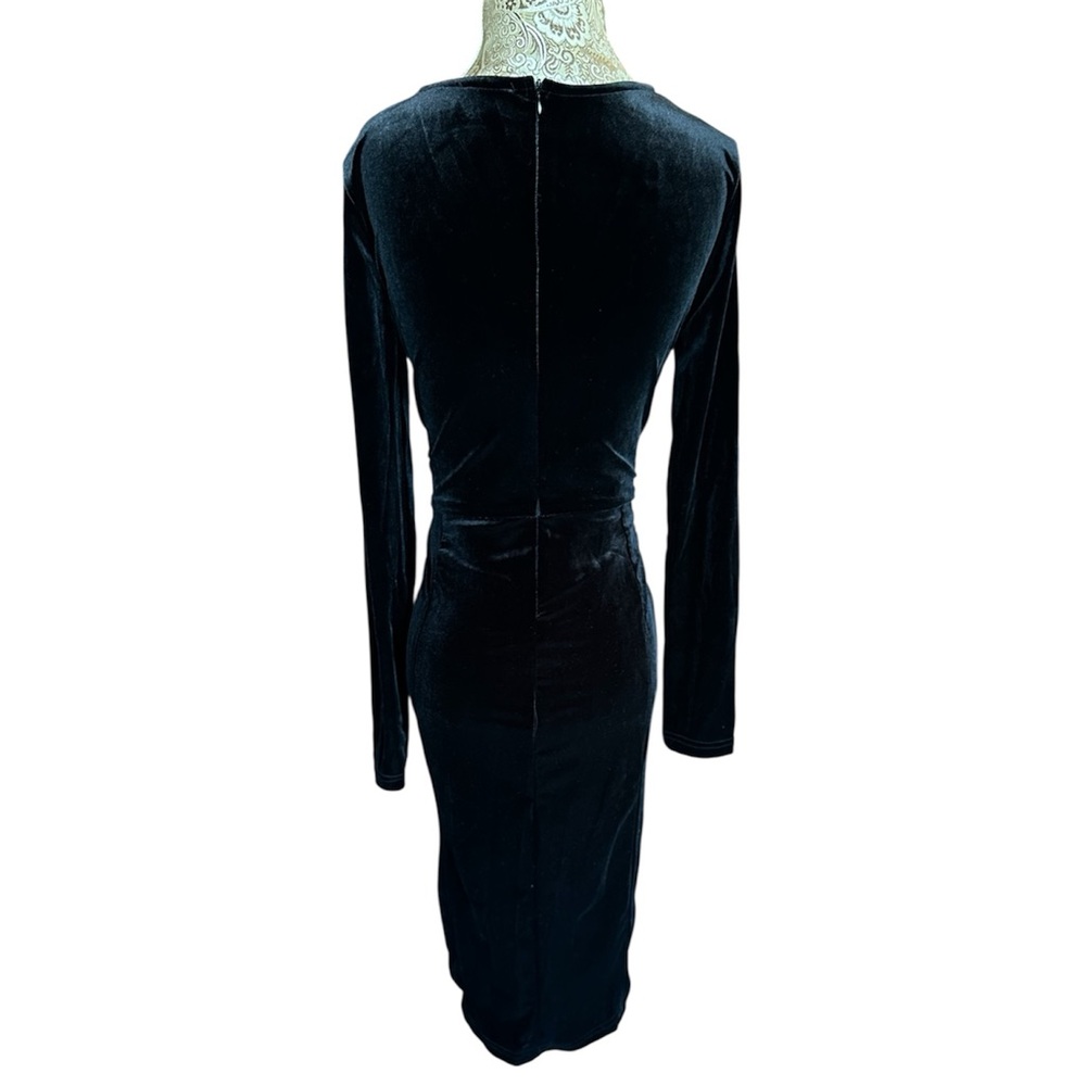 Hot Miami Styles Black Velvet Long Sleeve Dress Sexy Stretch Cocktail Large - Picture 4 of 6